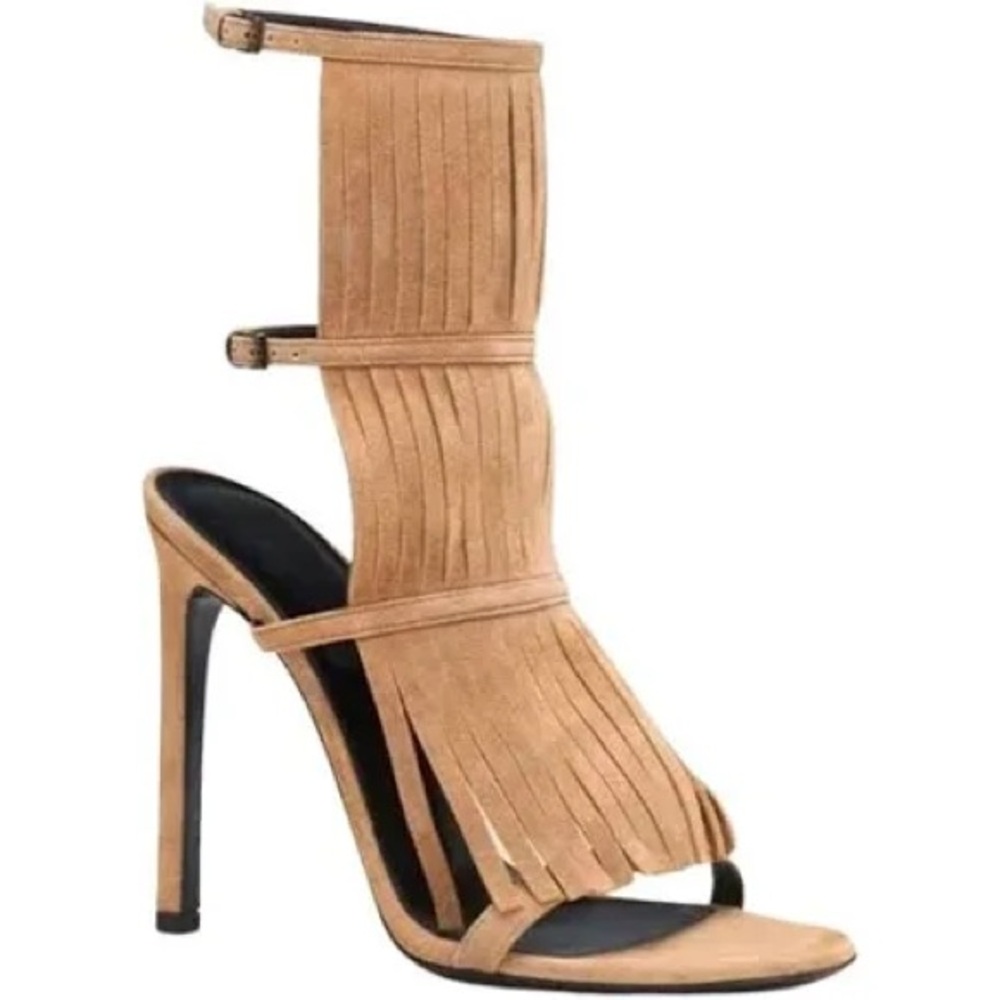 Gucci Suede Gladiator Fringe Becky Heels